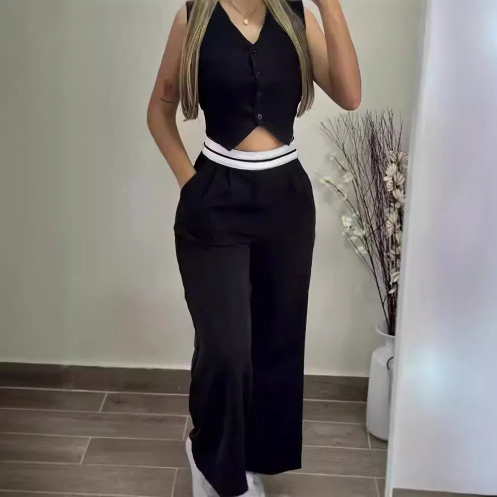 Conjunto Mujer Dos Piezas Camisola Elegante Pierna Larga