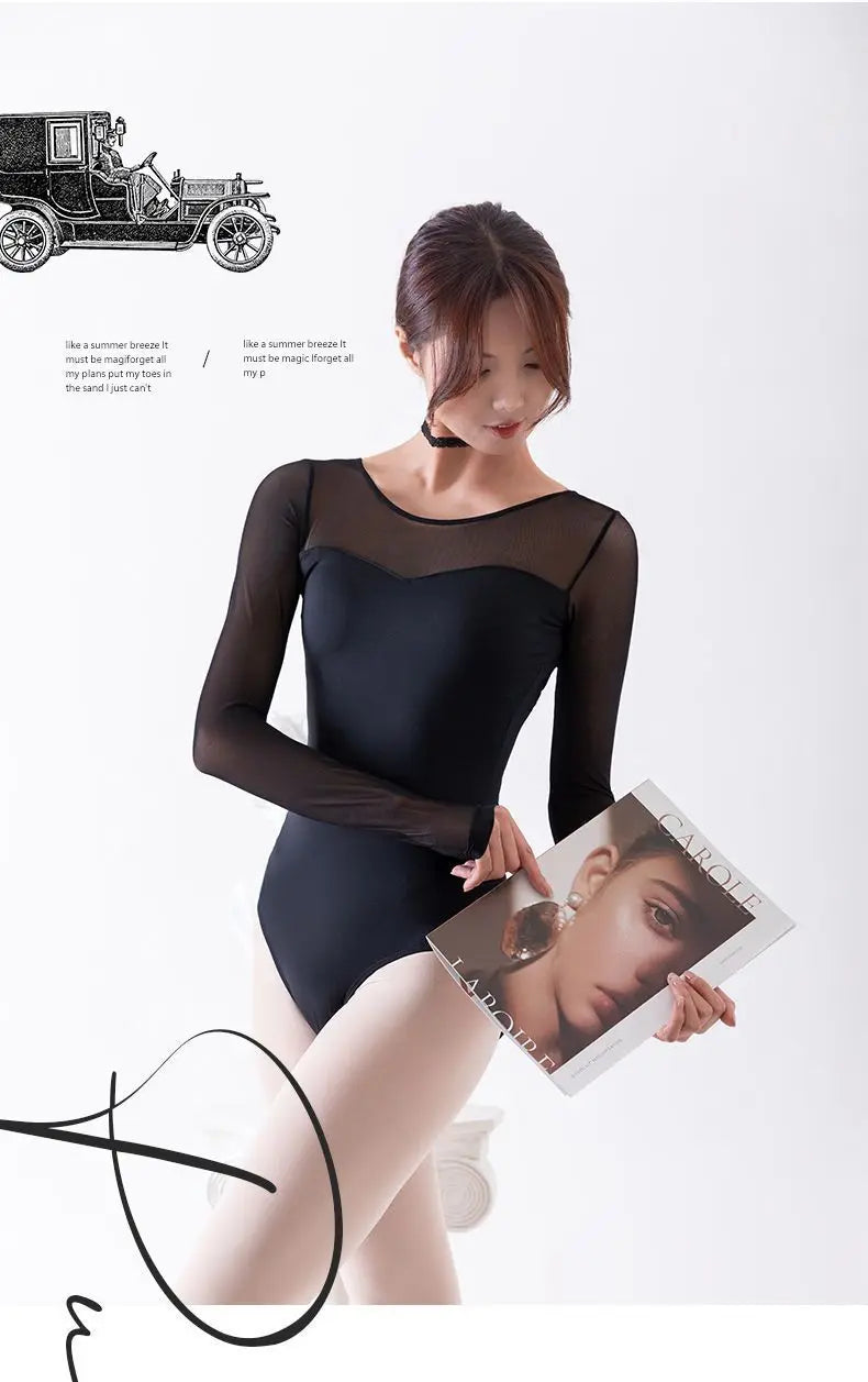 Practice Dress - Long Sleeve Mesh Lace Black