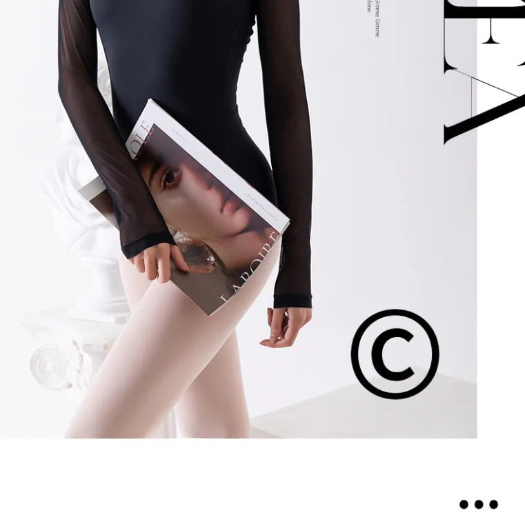 Practice Dress - Long Sleeve Mesh Lace Black