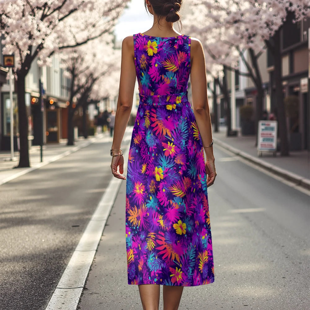 Vestido Floral Línea A Fresco Ceñido Sublime Francés