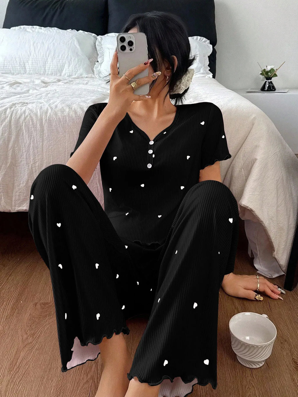 Pijama Mujer Elegante Dos Piezas Estampado Floral