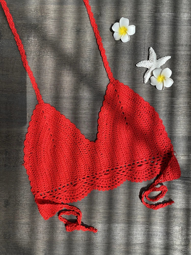 Bikini Crochet Sexy - Conjunto Pareo Falda Playa