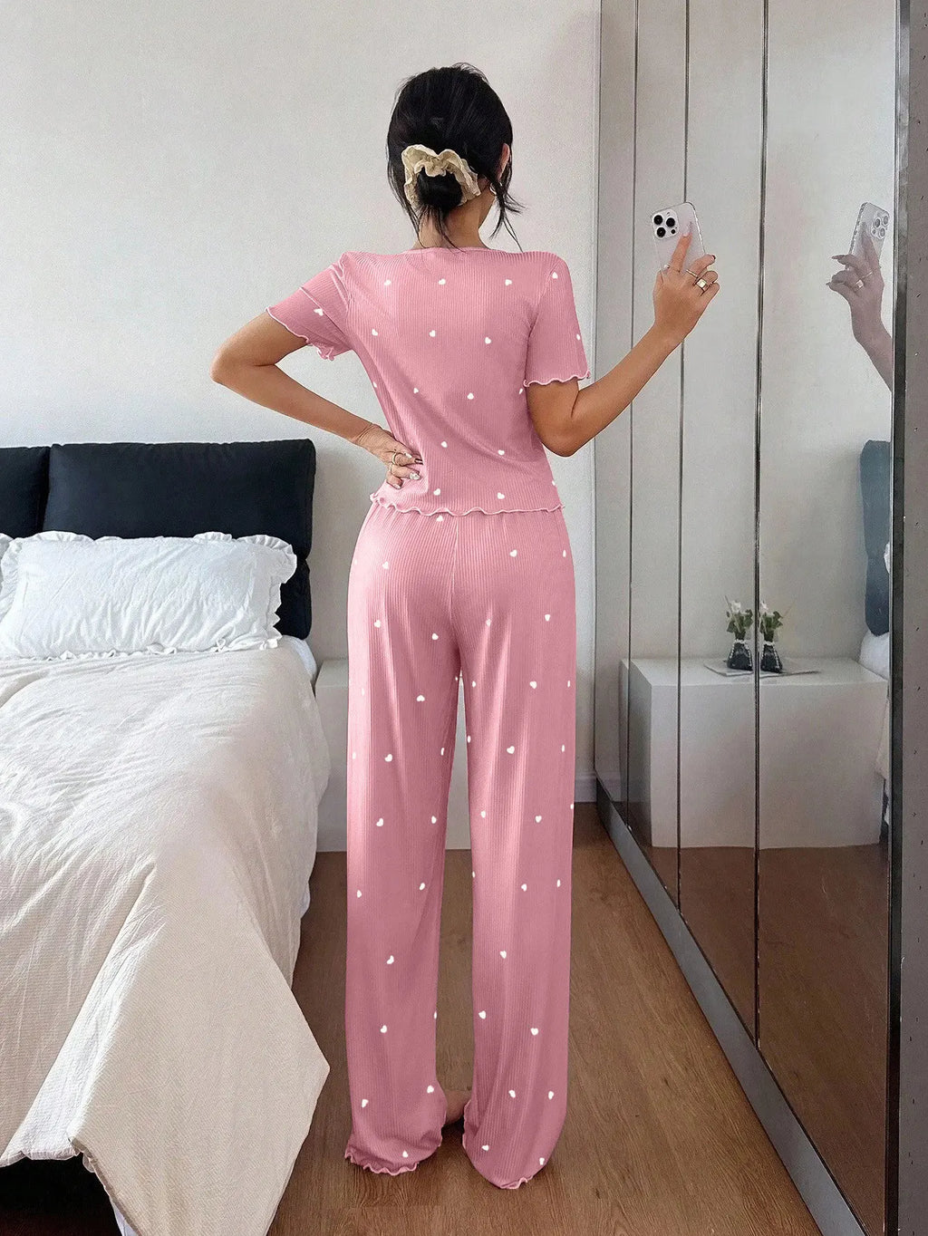 Pijama Mujer Elegante Dos Piezas Estampado Floral