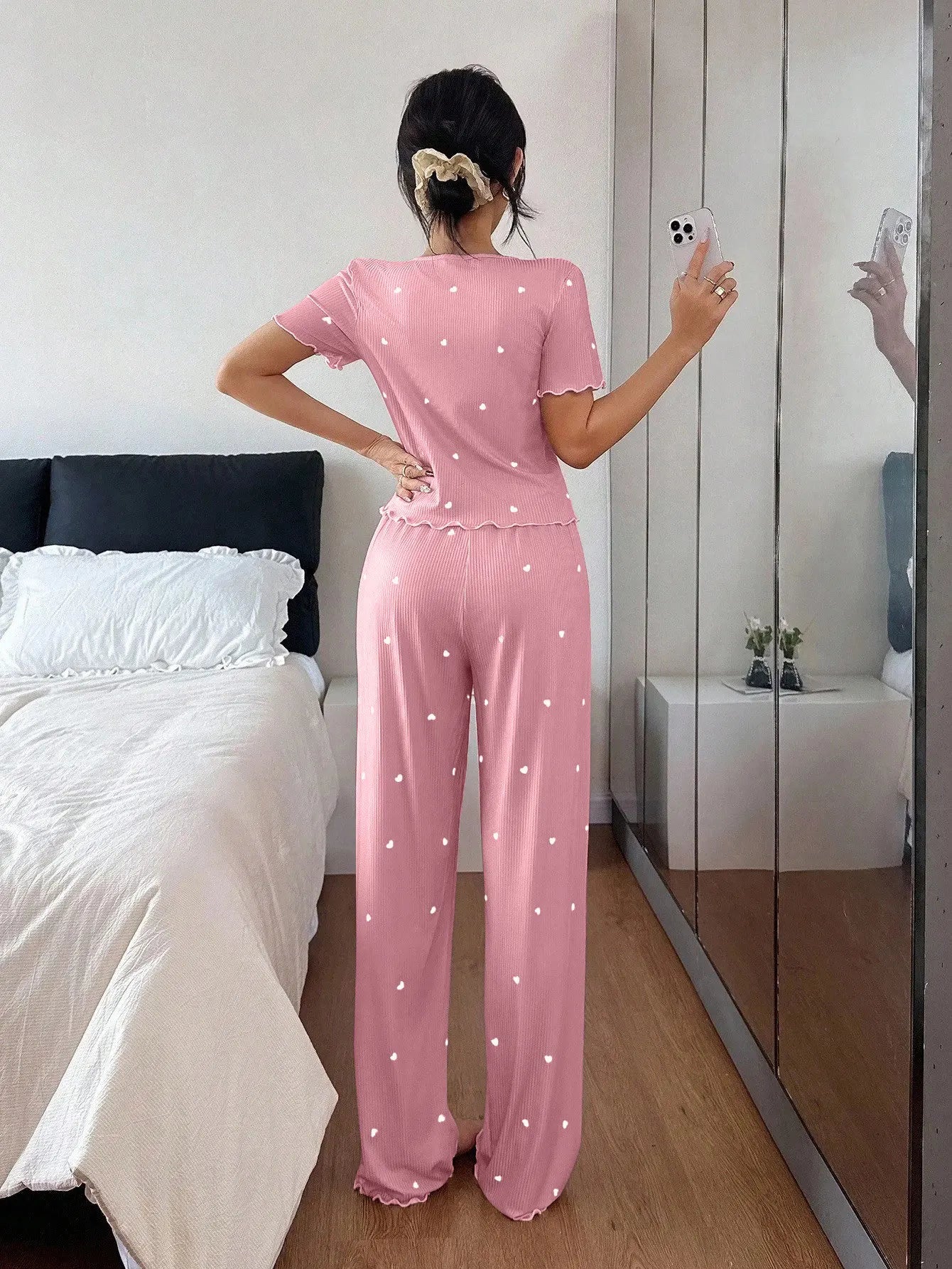 Pijama Mujer Elegante Dos Piezas Estampado Floral