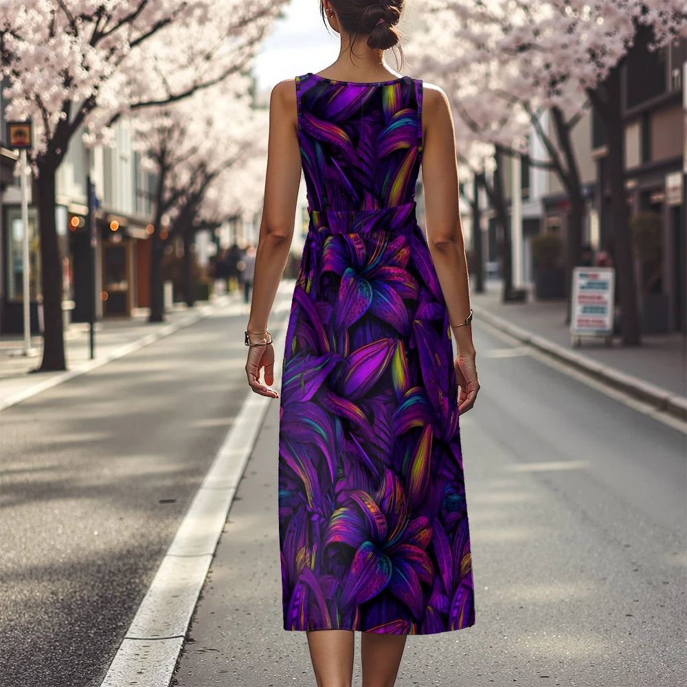 Vestido Floral Línea A Fresco Ceñido Sublime Francés