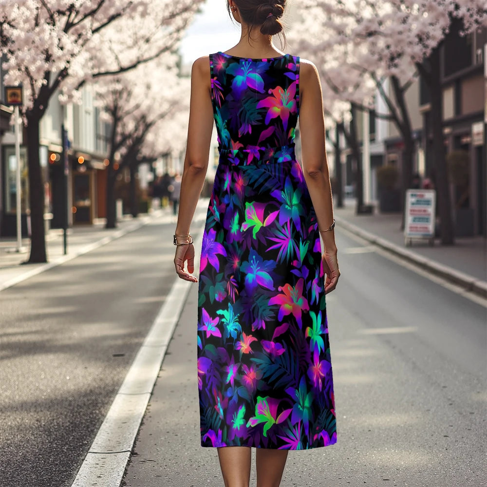 Vestido Floral Línea A Fresco Ceñido Sublime Francés