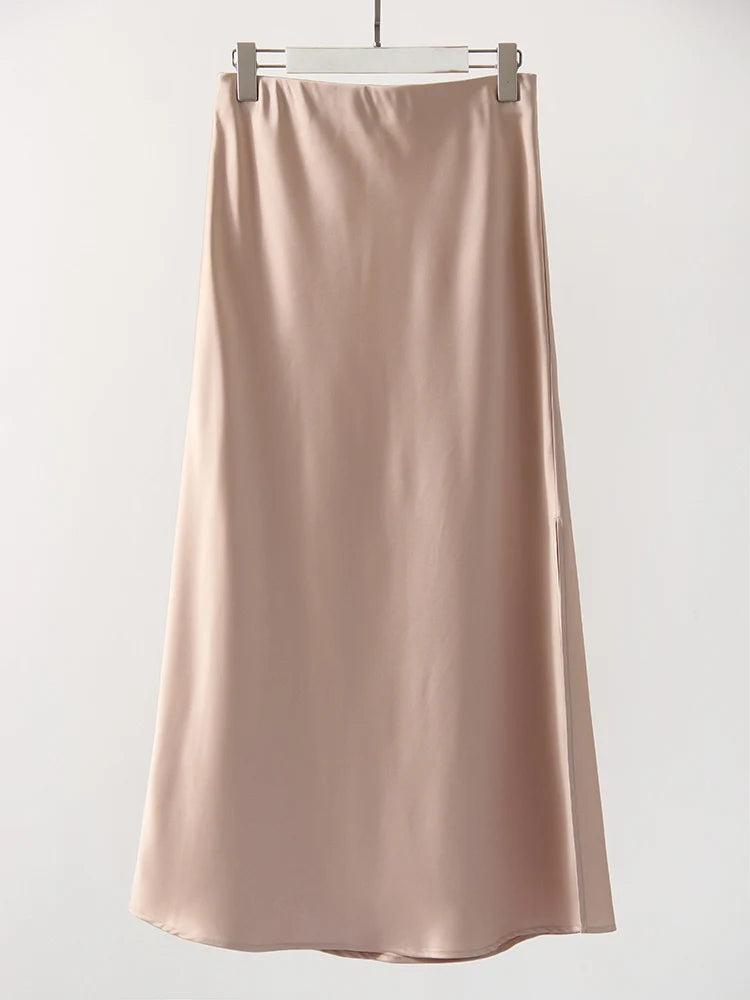 Satin Maxi Skirt - Side Slit