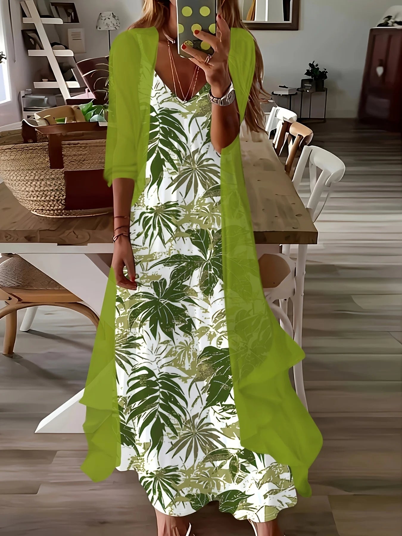 Conjunto Mujer Elegante Dos Piezas Manga Larga Verano