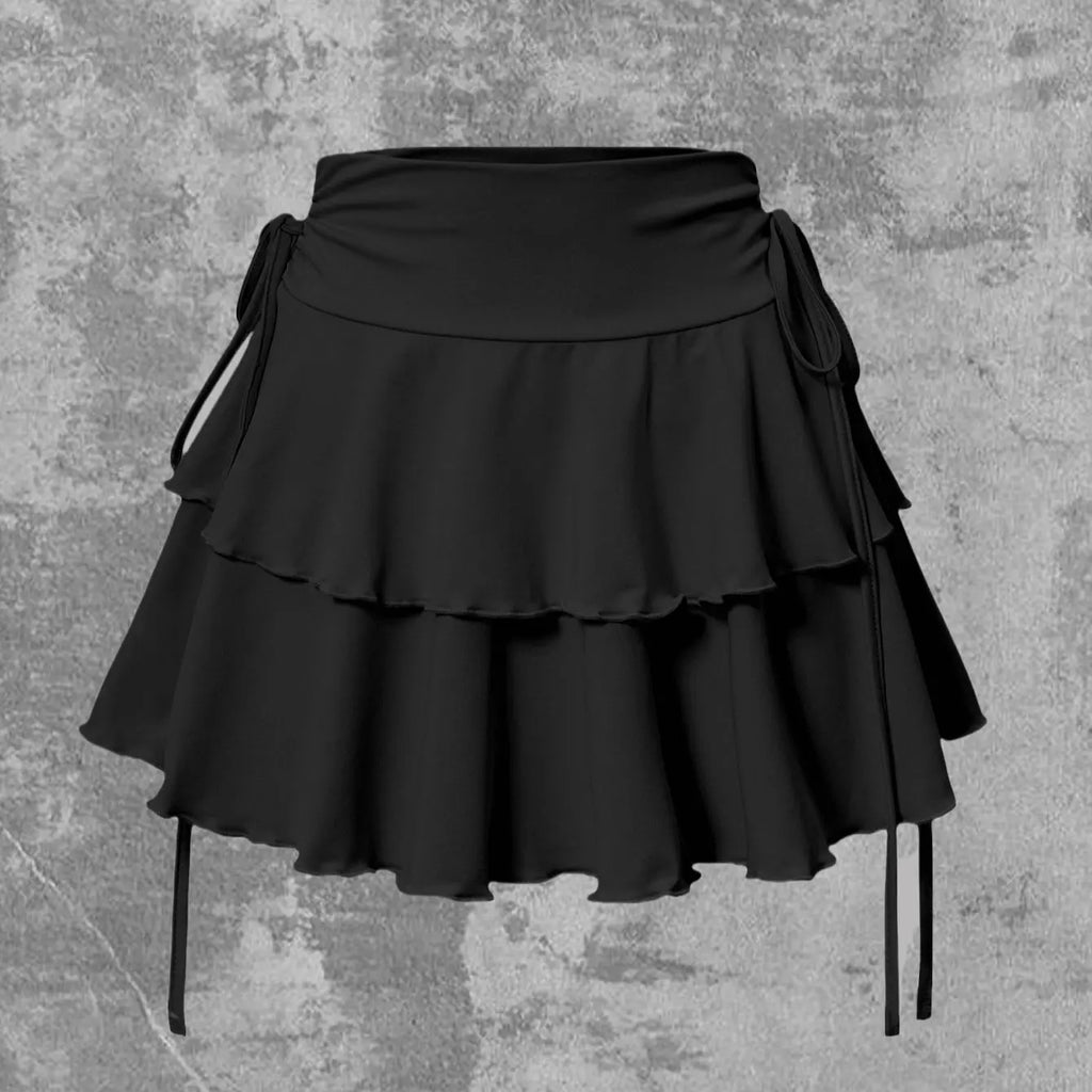 Minifalda Mujer Cintura Elástica Color Sólido
