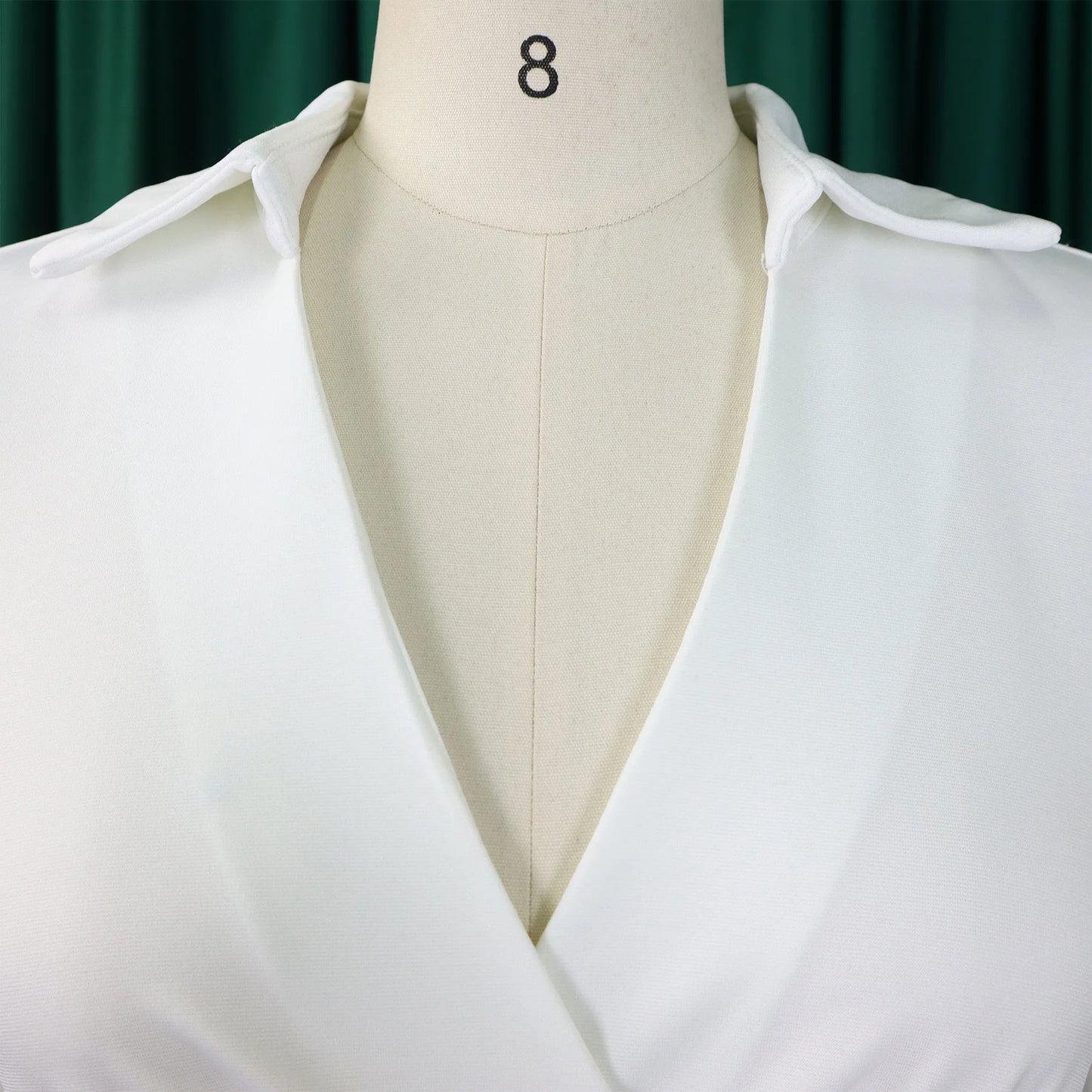 Office Dress - Turn Down Collar Belt Pleated African