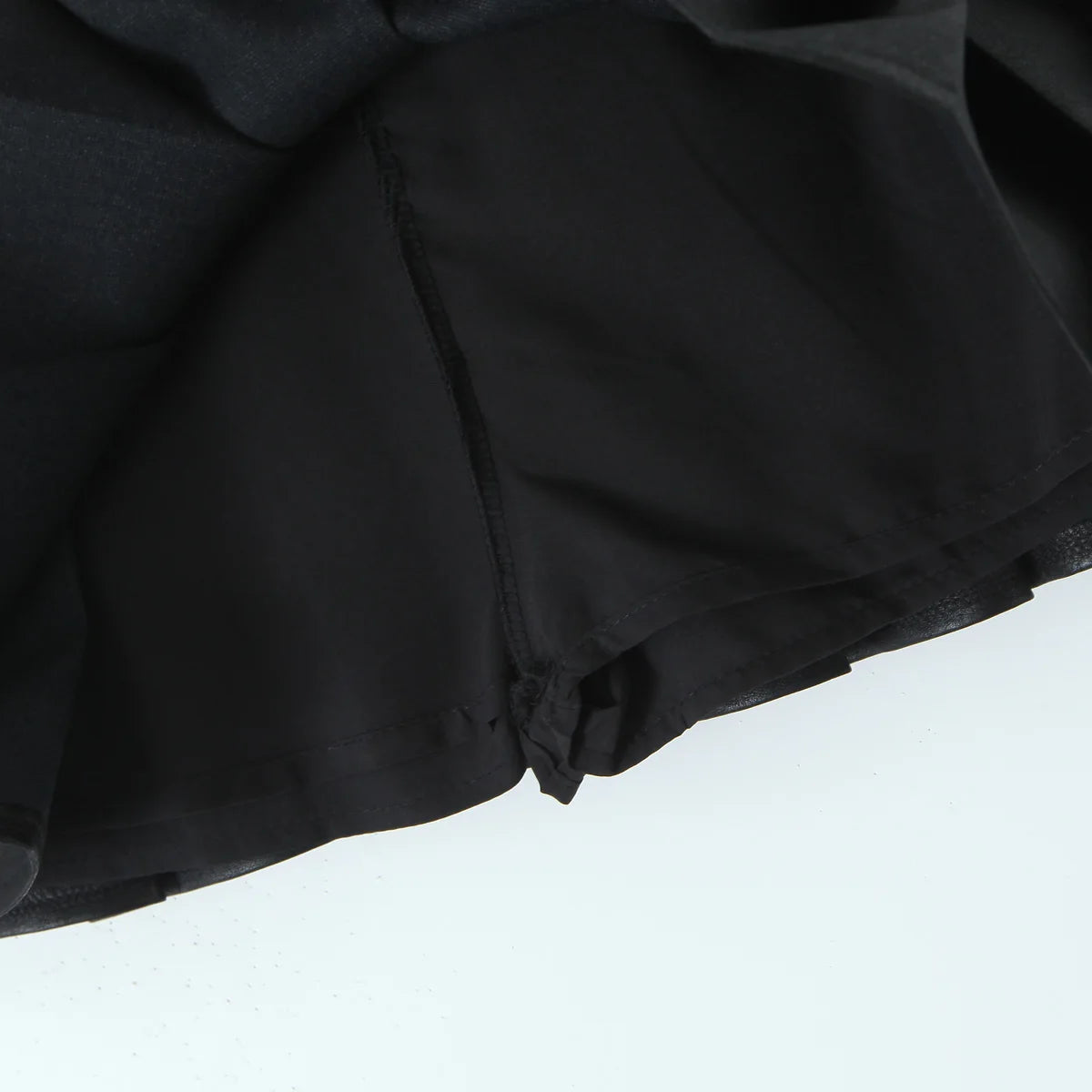 Y2K PU Leather Pleated Mini Skirt With Shorts lining Sexy Metal eyelets Cross Bandage Low Waist Short Skater Coffee Black