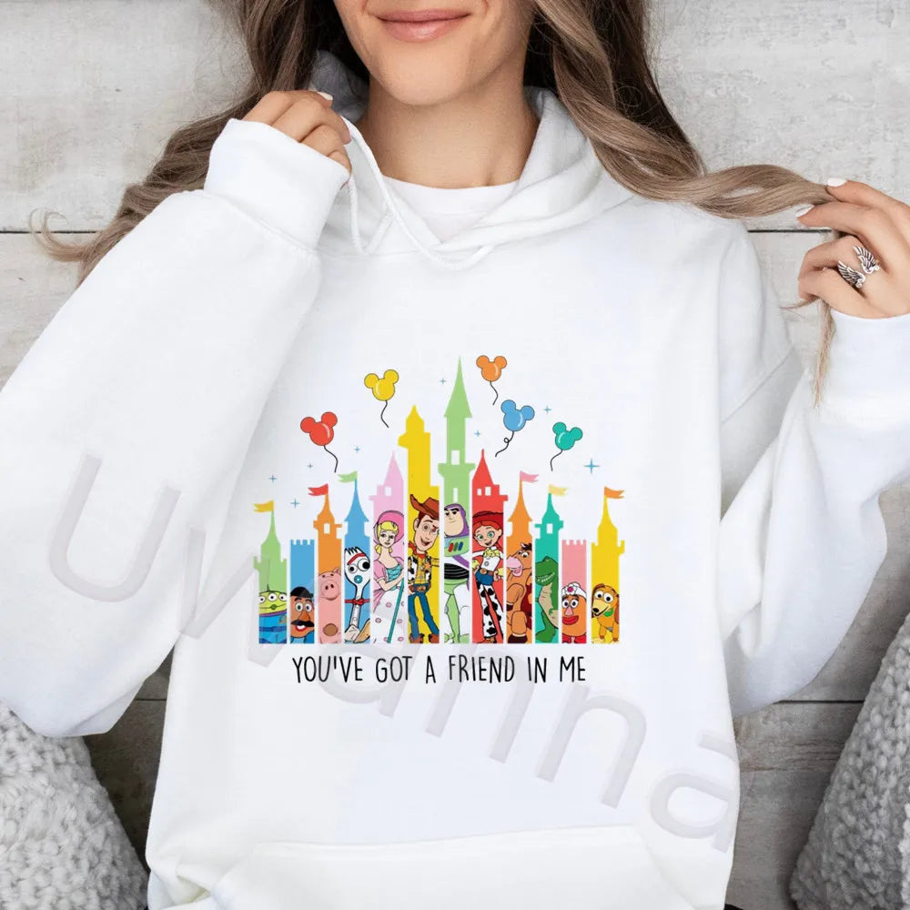 Polerón con Capucha Caricatura Mujer Manga Larga Suelto Felpa