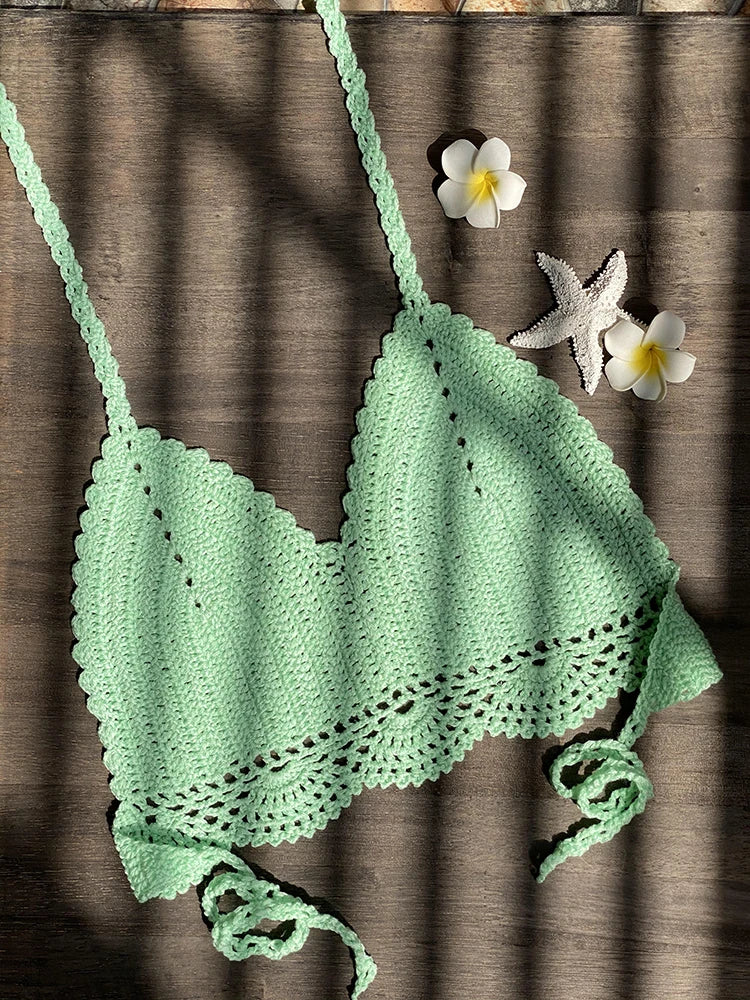 Bikini Crochet Sexy - Conjunto Pareo Falda Playa