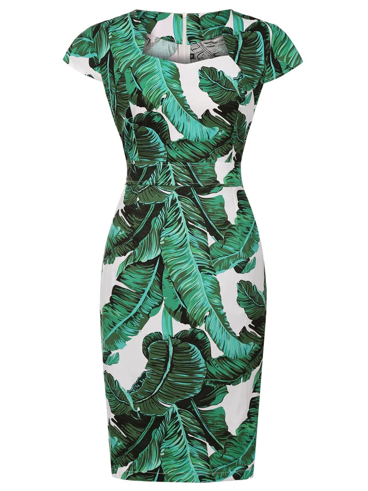 Office Dress - Bodycon Sunflower Vintage Pencil