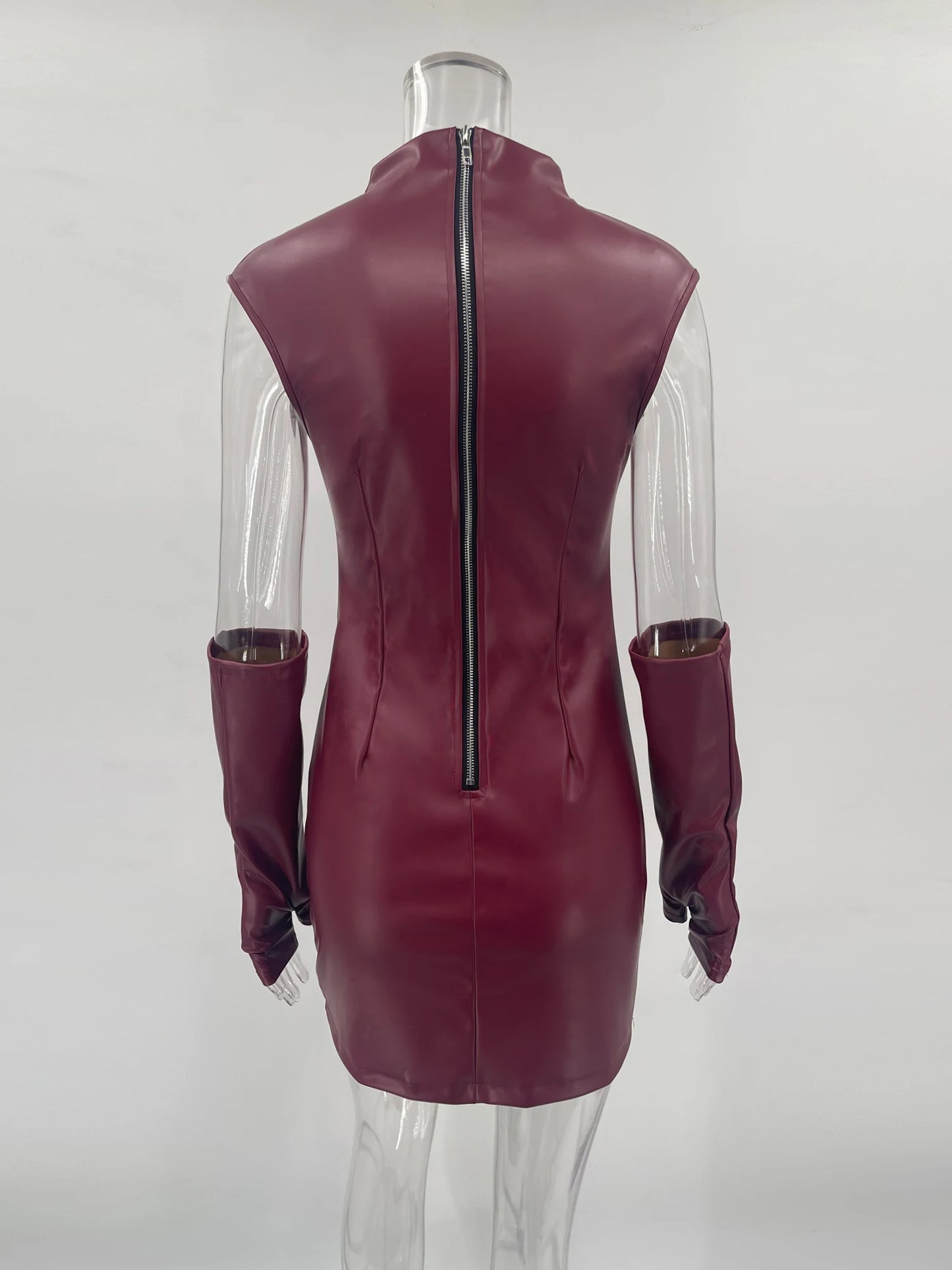 Vestido Mini Cuero Ajustado - Sin Mangas Y2K