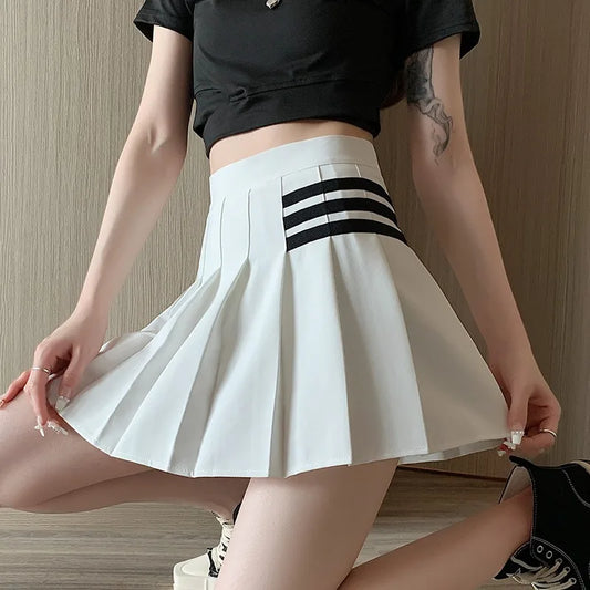 Women's Skirt With Shorts Summer Black Pleated Skirt For Girls Brown A Line High Waist Y2k Mini saias Spring Korea Style Clothes