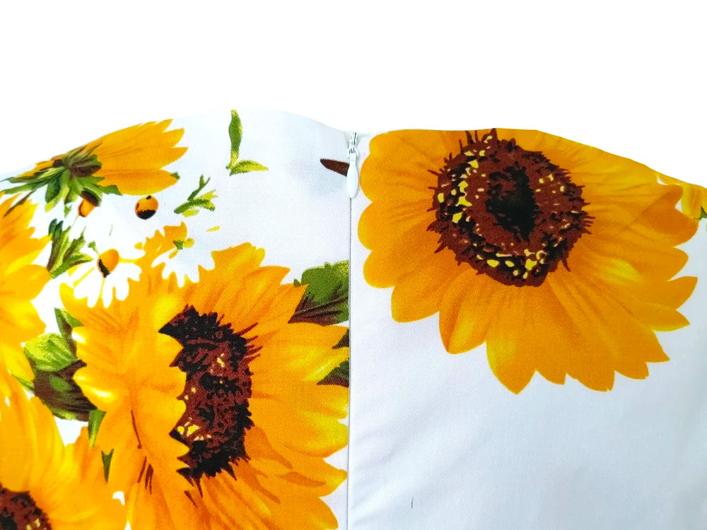 Office Dress - Bodycon Sunflower Vintage Pencil