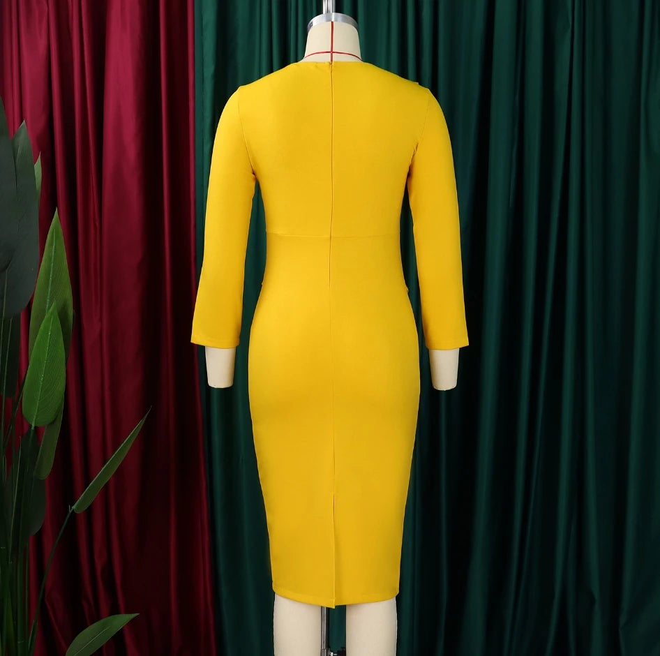 Office Dress - Bodycon Wrap Hip Midi 2024