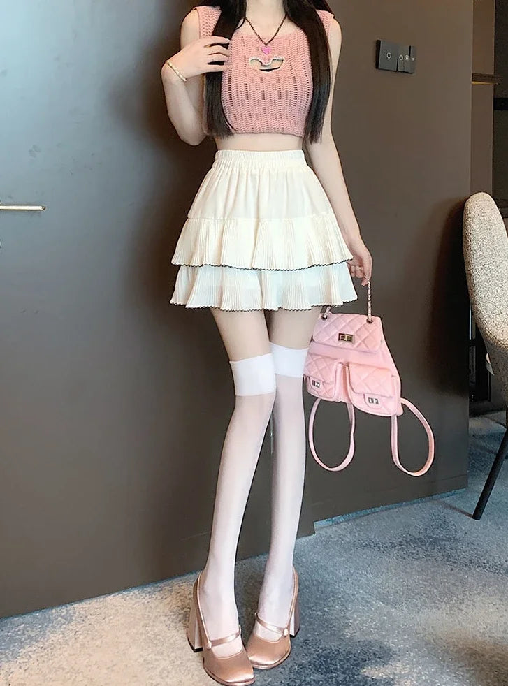Minifalda Volantes Mujer Kawaii Chifón