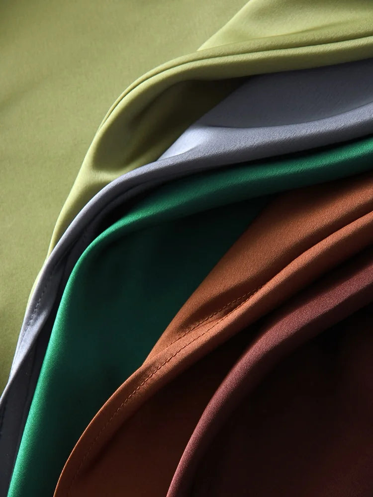 Satin Midi Skirt - A-Line Side Slit