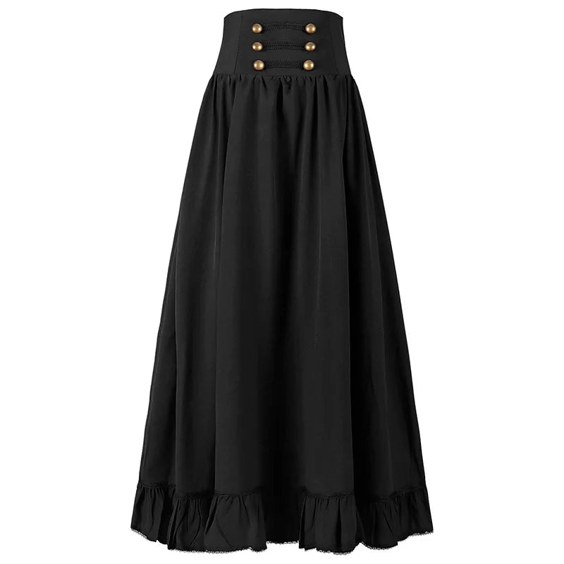 Victorian Maxi Skirt - High Waist Pleated Gothic