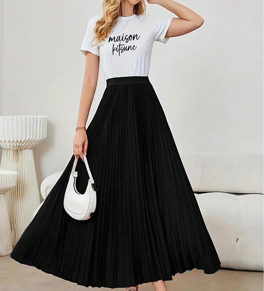 Pleated Midi Skirt - Umbrella Elegant