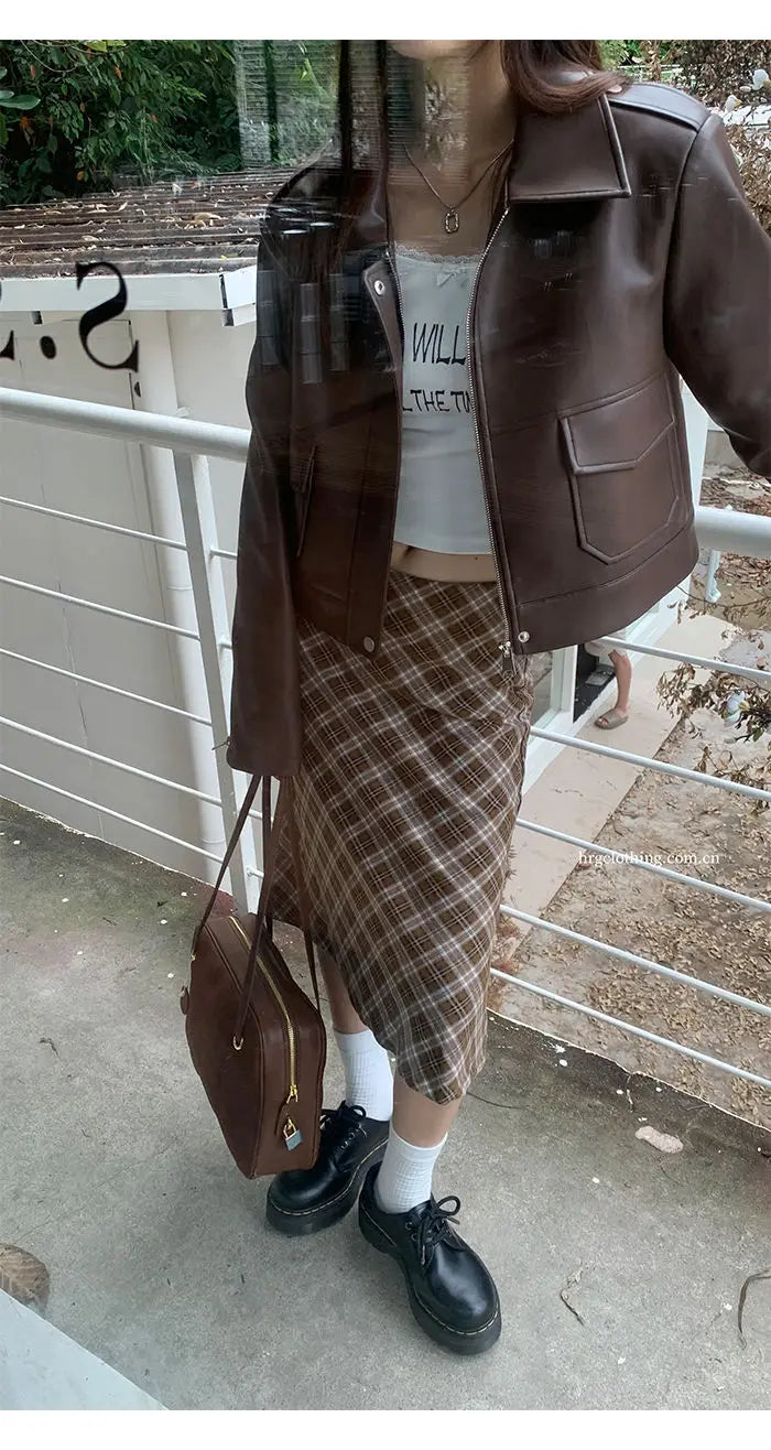 Falda Midi Cuadros Retro Y2K - Cintura Baja Estilo College