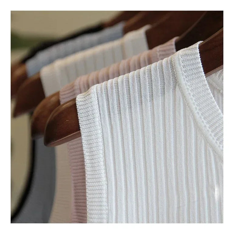 Blusa Sin Mangas Cuello Redondo Tejido Slim Fit Verano