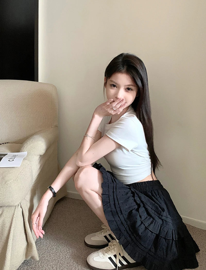 A-Line Mini Skirt - Preppy Street Style A