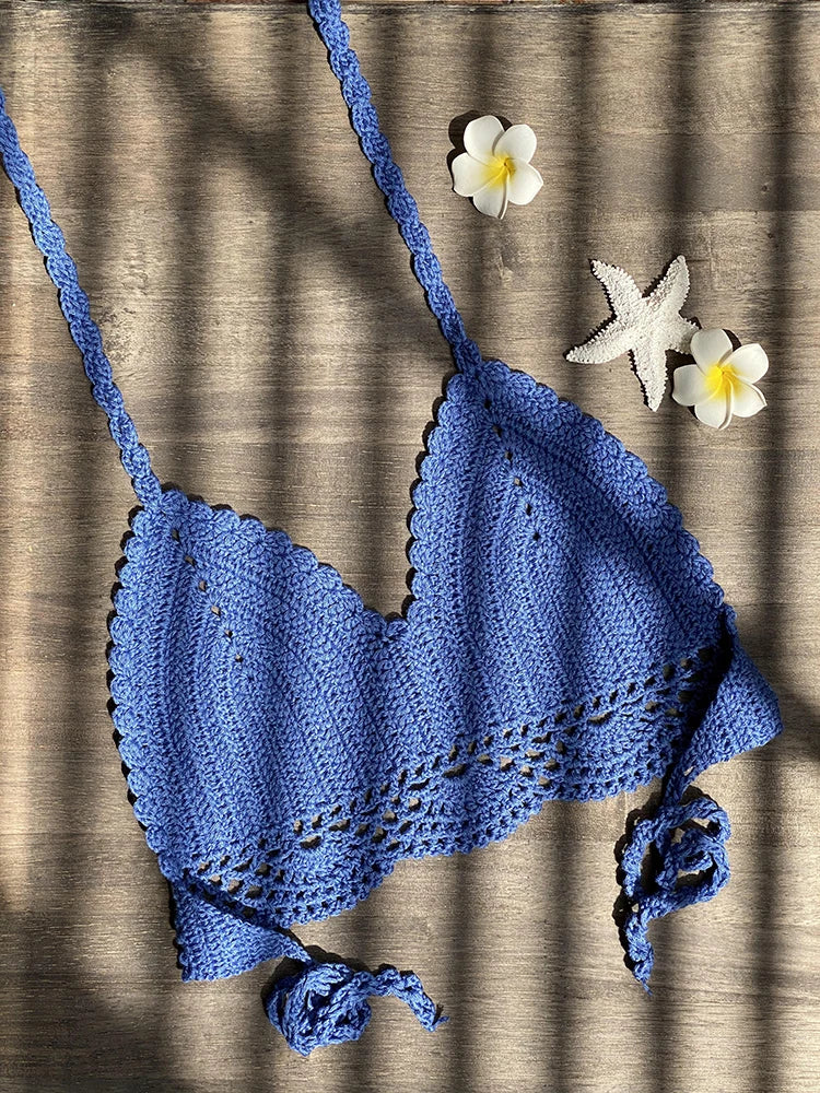 Bikini Crochet Sexy - Conjunto Pareo Falda Playa