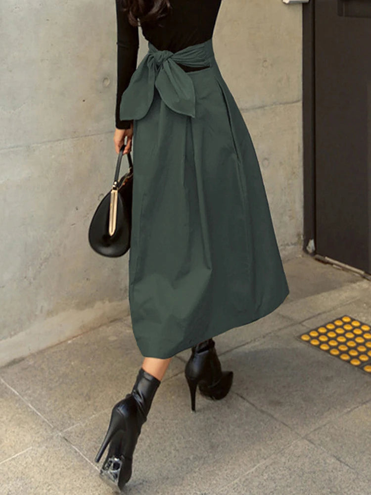 PU Leather Maxi Skirt - High Waist Zipper Style A