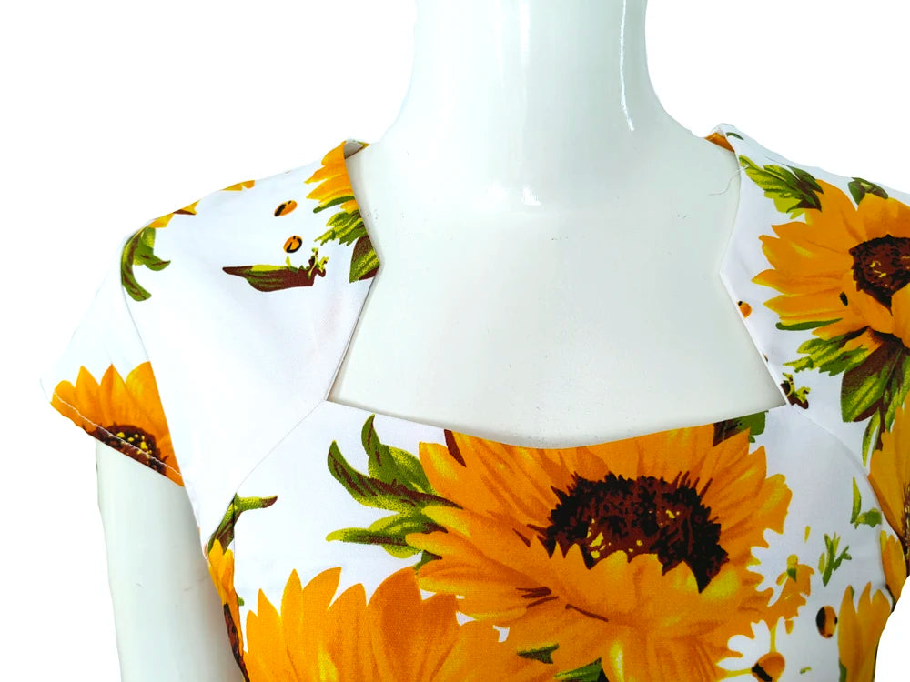 Office Dress - Bodycon Sunflower Vintage Pencil