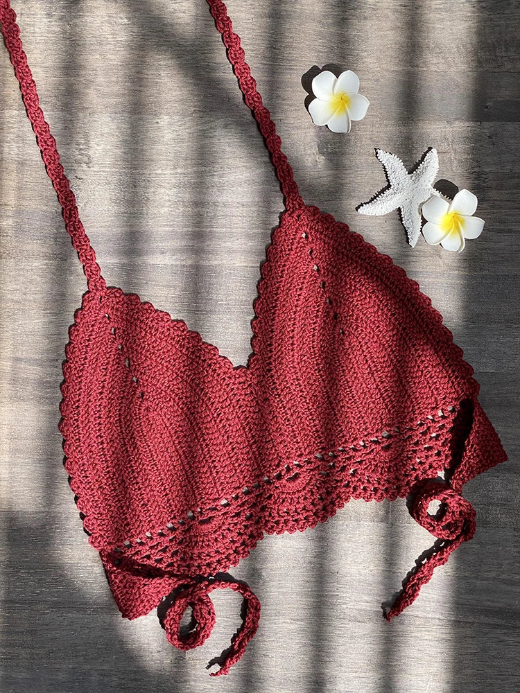 Bikini Crochet Sexy - Conjunto Pareo Falda Playa