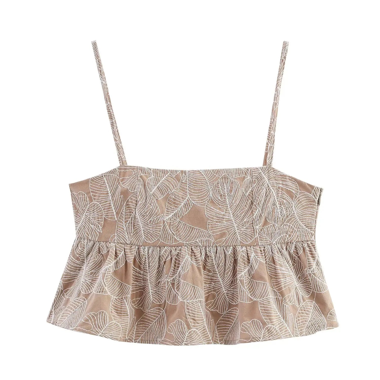 Conjunto Mujer Casual Top Bordado Pierna Ancha Holgado
