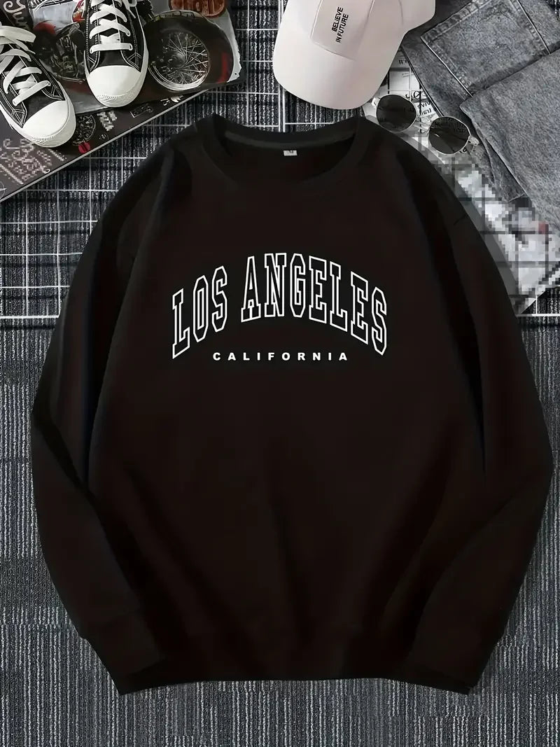 Polerón Mujer Estampado Letras Los Angeles Cuello Redondo Casual