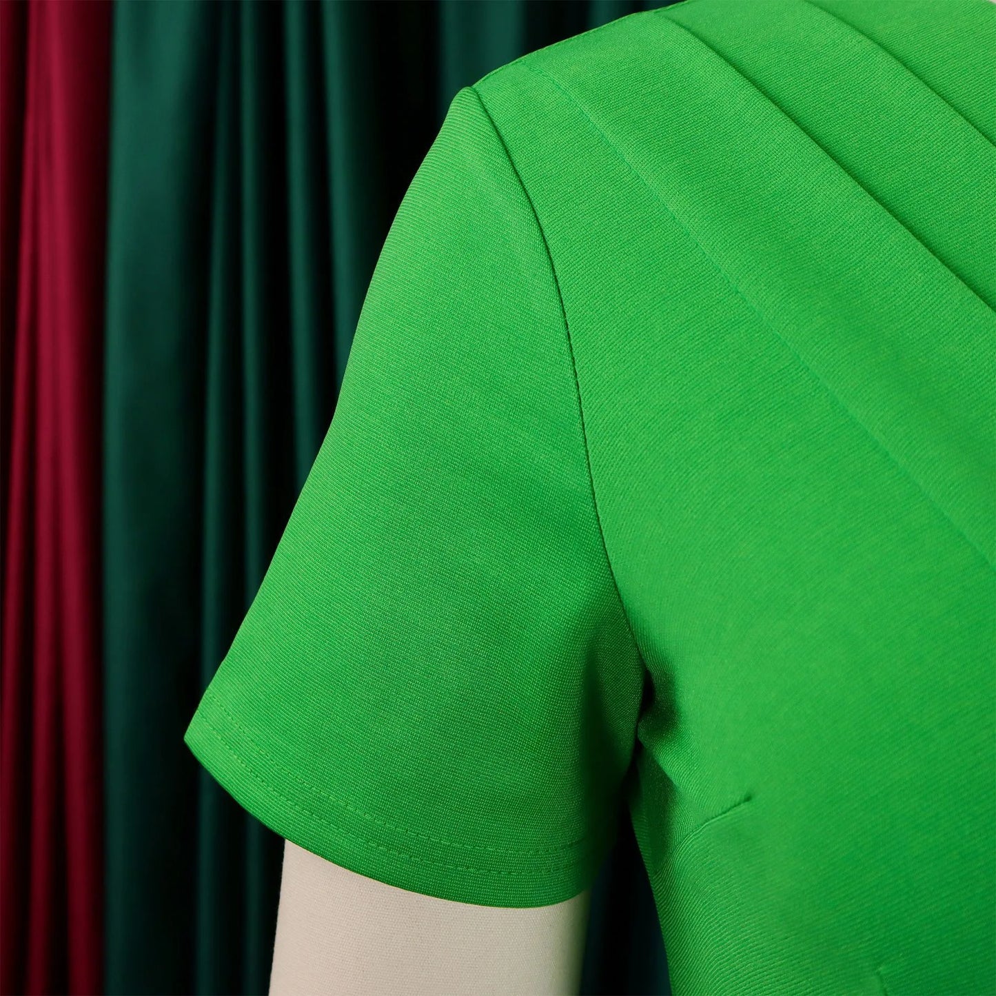 Office Dress - V Neck Belt Pleated Midi