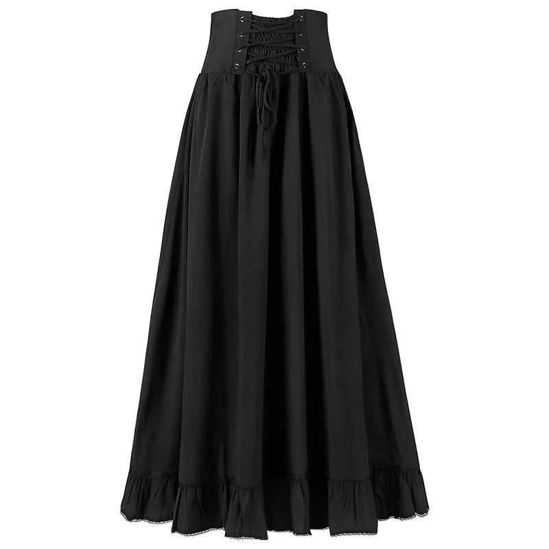 Victorian Maxi Skirt - High Waist Pleated Gothic