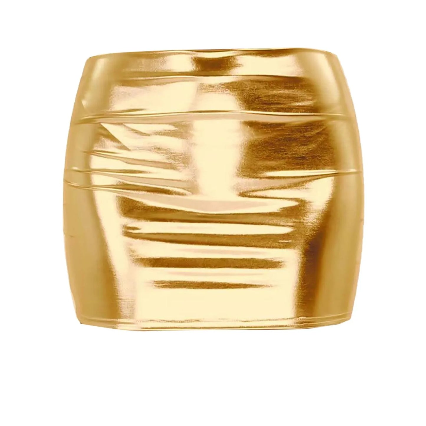 Minifalda Cuero Brillante Sólida - Cintura Alta Club Fiesta