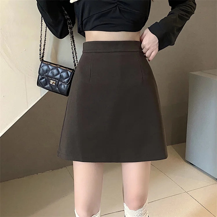 Ruffles Mini Skirt - High Waist A-Line Zipper Style A