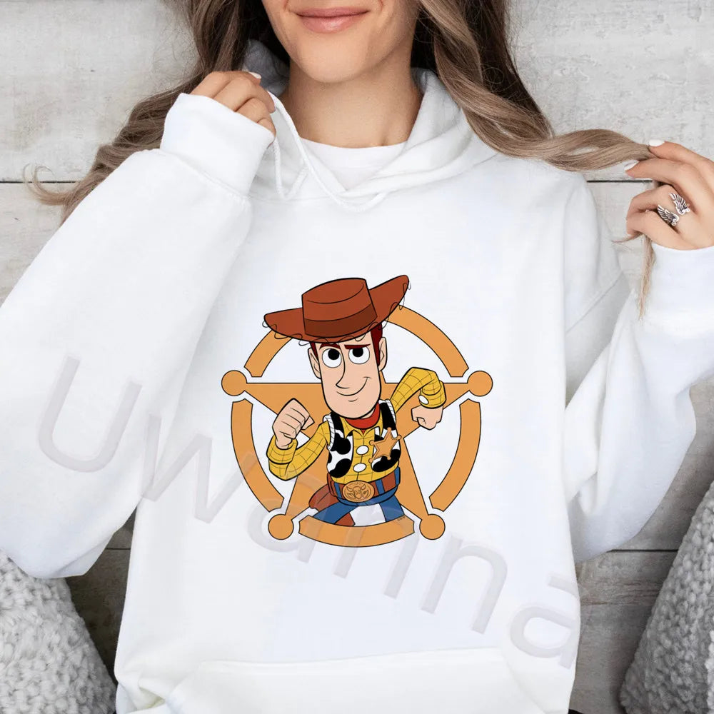 Polerón con Capucha Caricatura Mujer Manga Larga Suelto Felpa