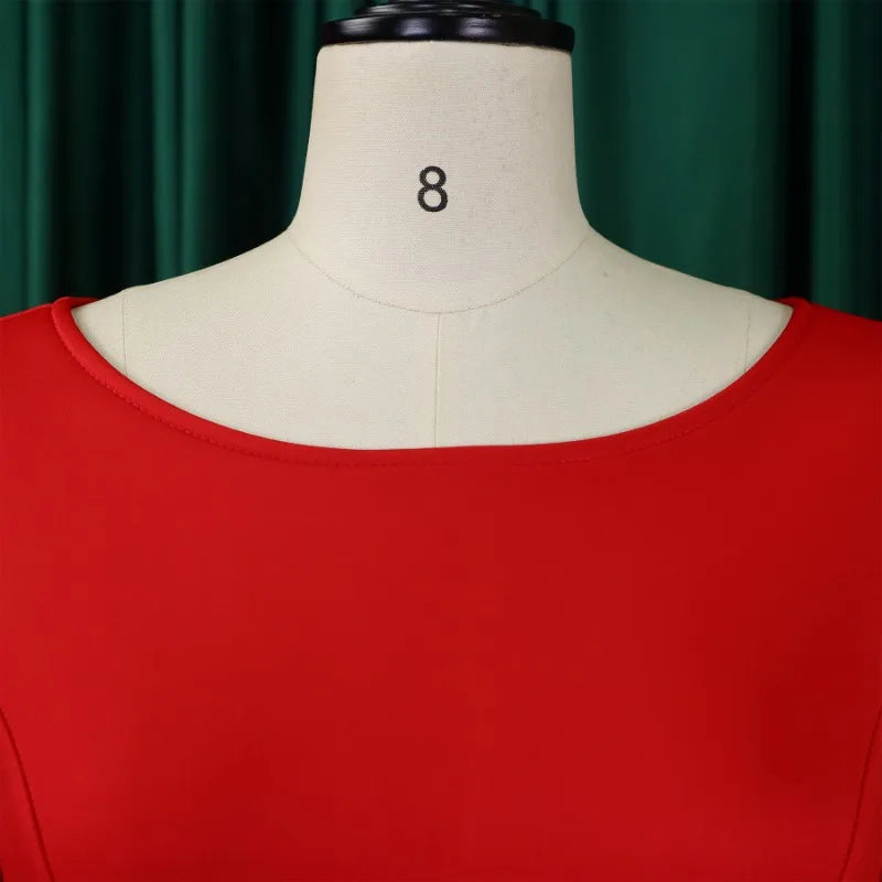 Party Dress - A-Line Belt Three Quarter Sleeve