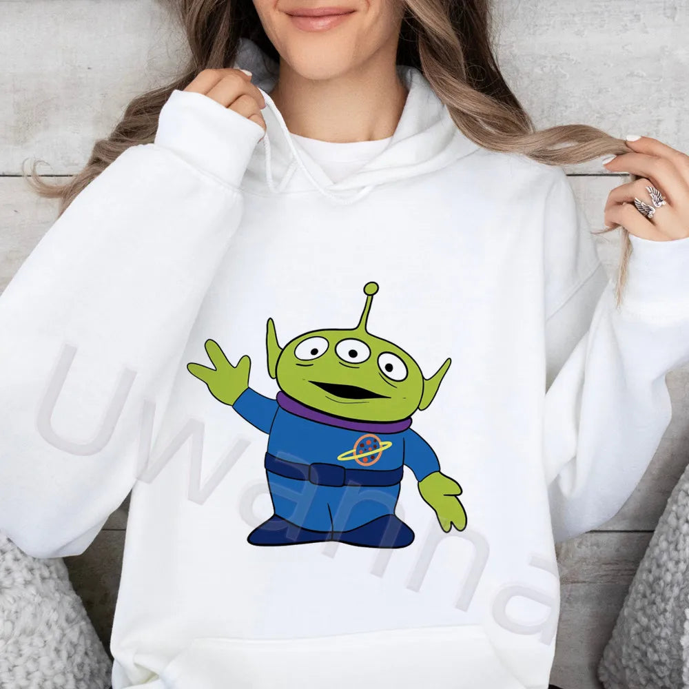 Polerón con Capucha Caricatura Mujer Manga Larga Suelto Felpa