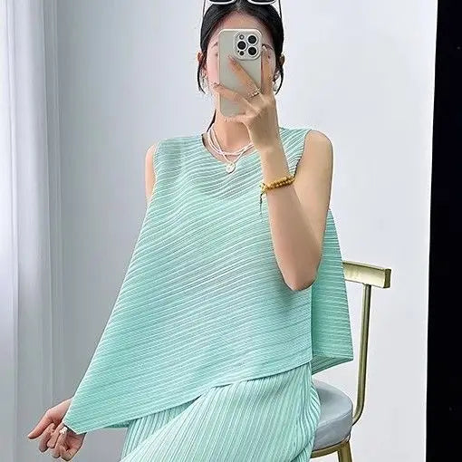 Conjunto Dos Piezas Flecos - Top Sin Mangas Falda A-Line