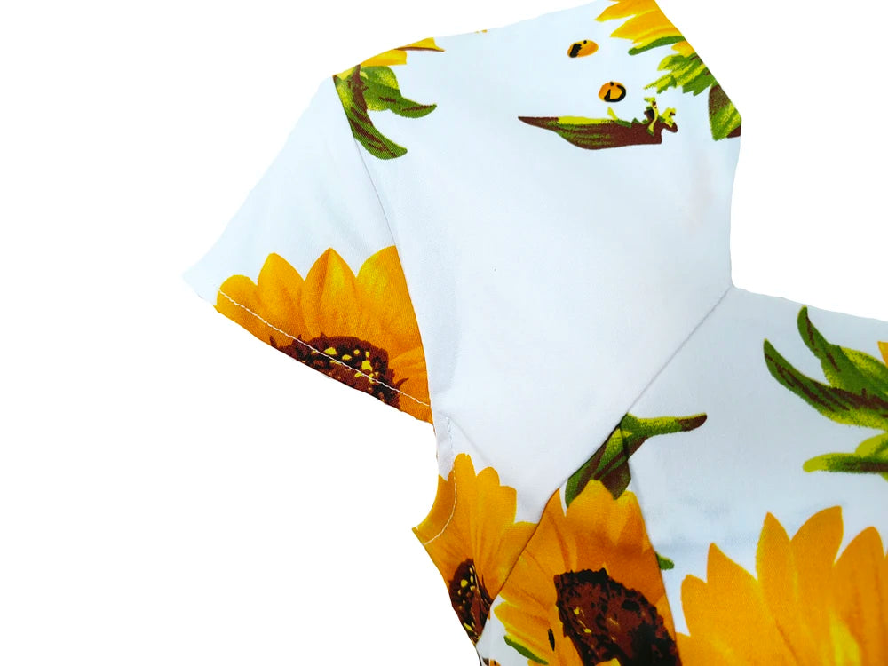 Office Dress - Bodycon Sunflower Vintage Pencil