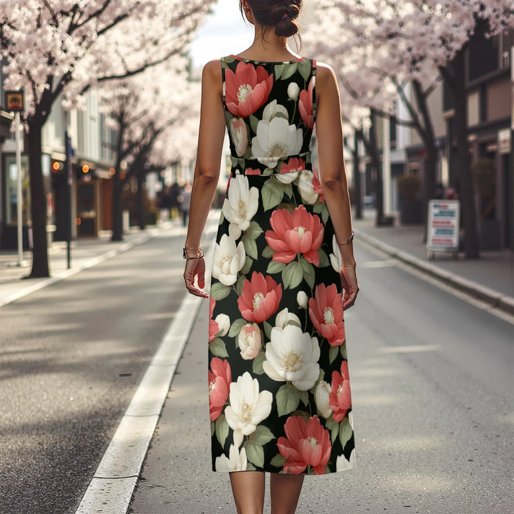 Vestido Floral Línea A Fresco Ceñido Sublime Francés
