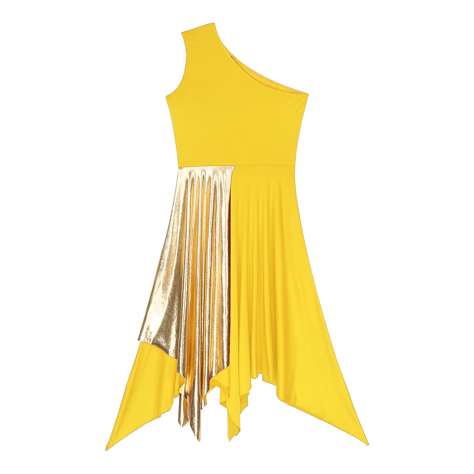 Vestido Danza Lírico Un Hombro Dobladillo Irregular Actuación