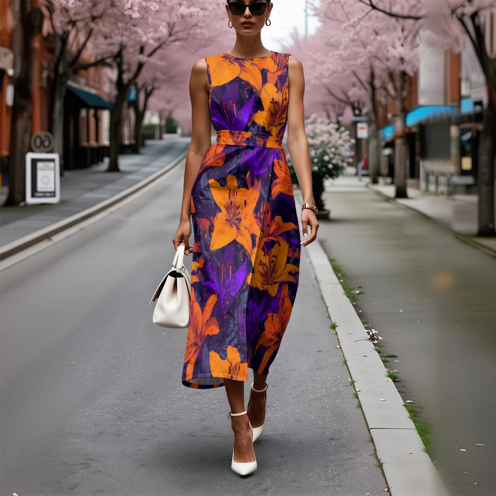 Vestido Floral Línea A Fresco Ceñido Sublime Francés