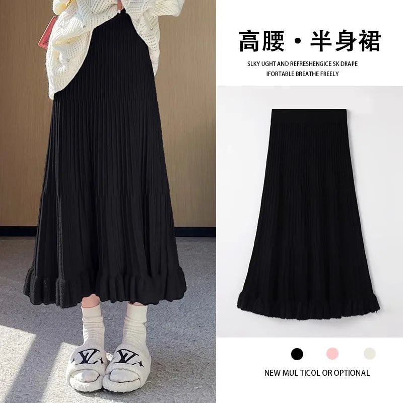 Falda Tejida Línea A Mujer Tiro Alto Swing