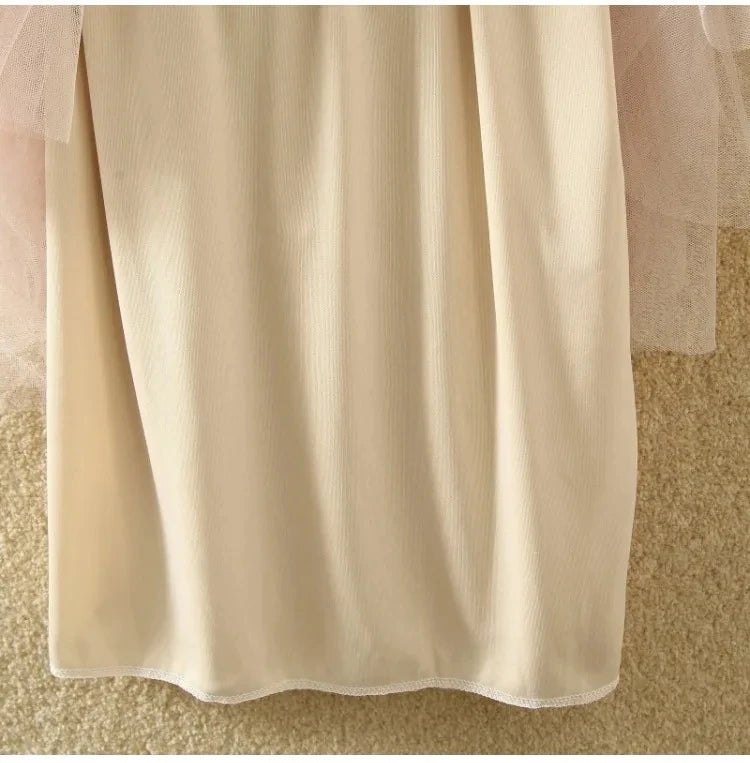 Tulle Maxi Skirt - High Waist Pleated Pink