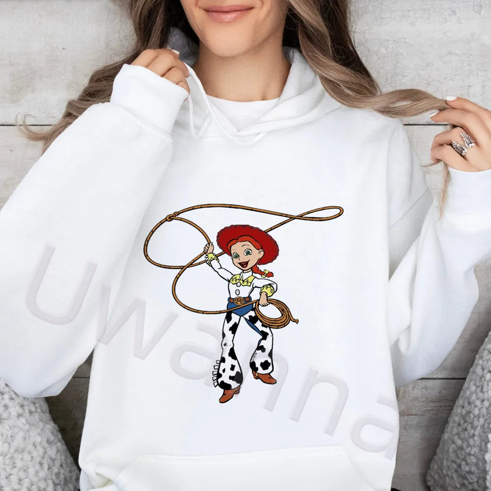 Polerón con Capucha Caricatura Mujer Manga Larga Suelto Felpa